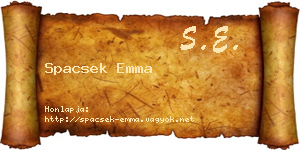 Spacsek Emma névjegykártya